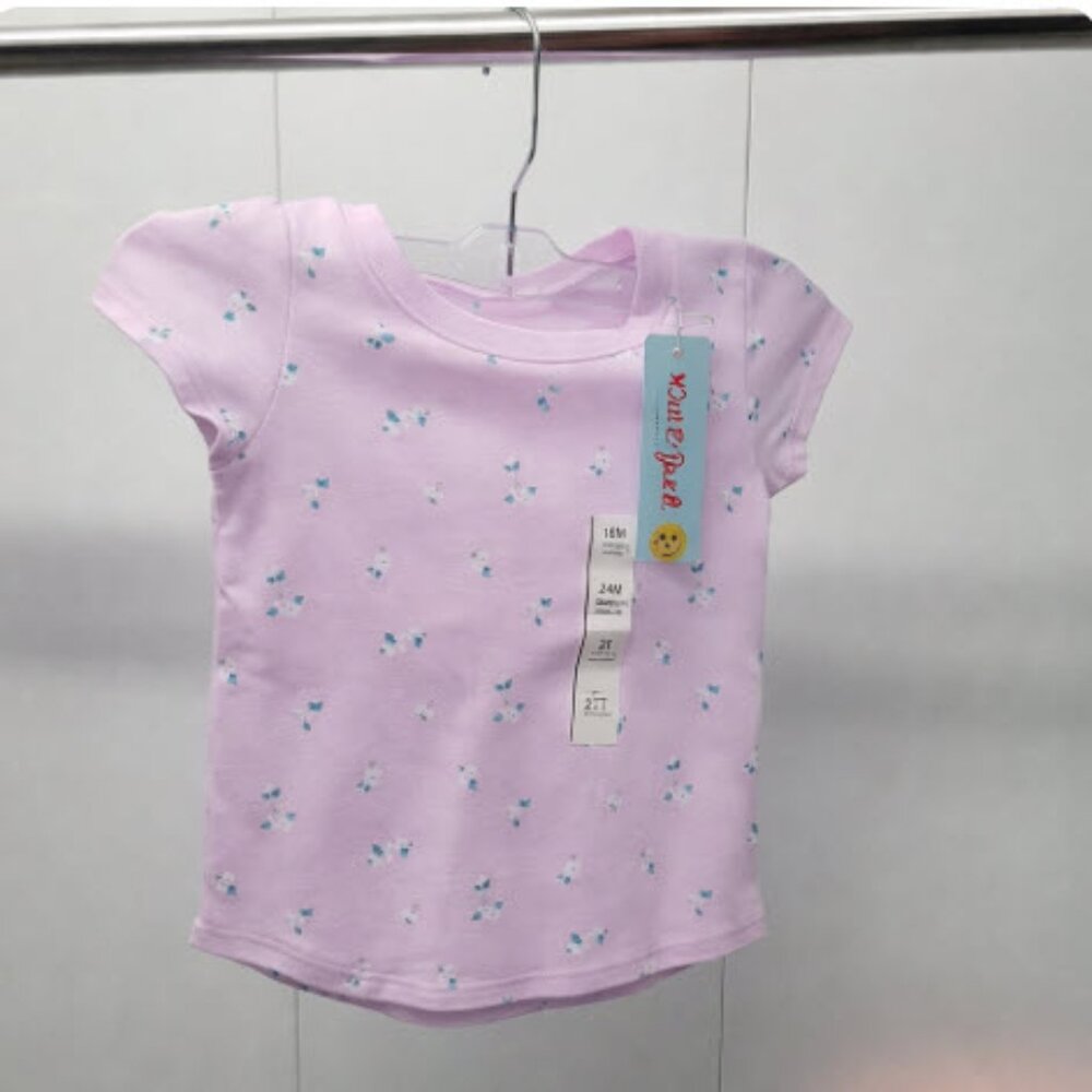 Cat & Jack Toddler Girls'‎ Short Sleeve T-Shirt, Light Purple Floral NWT, 3T
